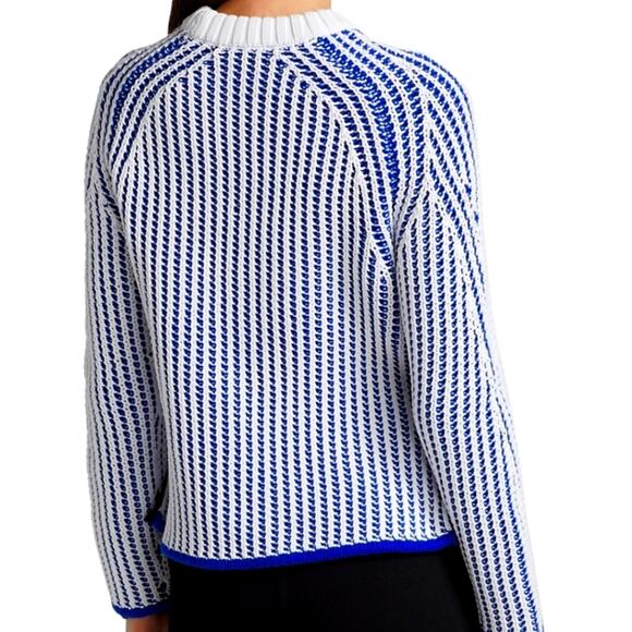 NWT$495 3.1 Phillip Lim Two-Tone Ribbed Knit White Blue Pullover Sweater Top XS - Picture 5 of 16